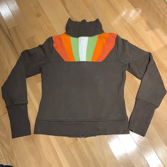 Lululemon Brown Scuba Hoodie Igloo Sunrise pattern - Size 10 - Picture 1 of 16